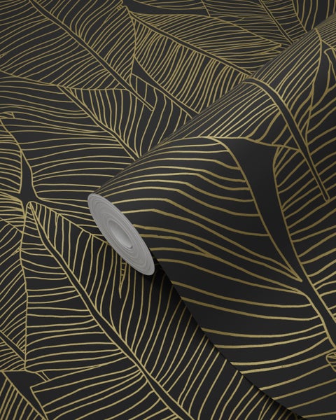 Rolle Tapete mit Blattmuster auf dunklem Hintergrund
