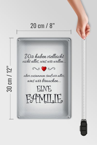 Blechschild Spruch 20x30cm Zusammen wir alles eine Familie