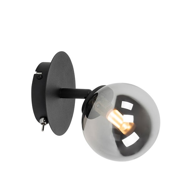 Wandleuchte mit runder Rauchglasabdeckung und Schalter