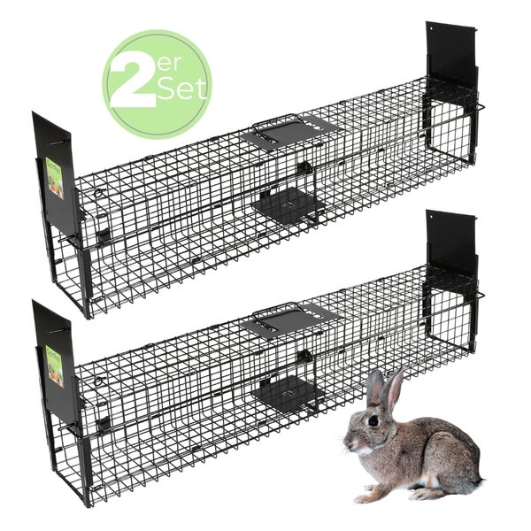 Zwei Lebendfallen aus Drahtgitter zum Fangen von Kaninchen