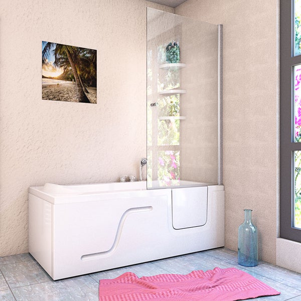 Duschkabine Whirlpool Seniorenwanne mit Tür S17D-EH-WP-L 150x75 cm