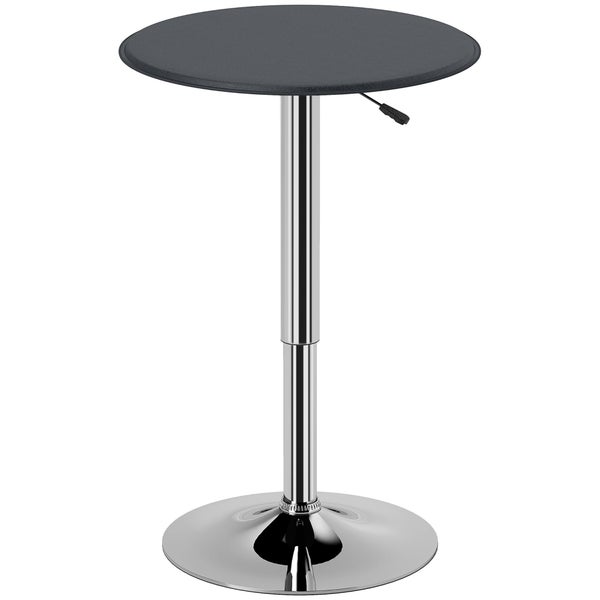 HOMCOM Bartisch Esstisch Stehtisch Tresentisch, Küchentisch für Wohnzimmer, Esszimmer, Chromstahl, Kunstleder, Schwarz, Ø63 x 67- 93 cm