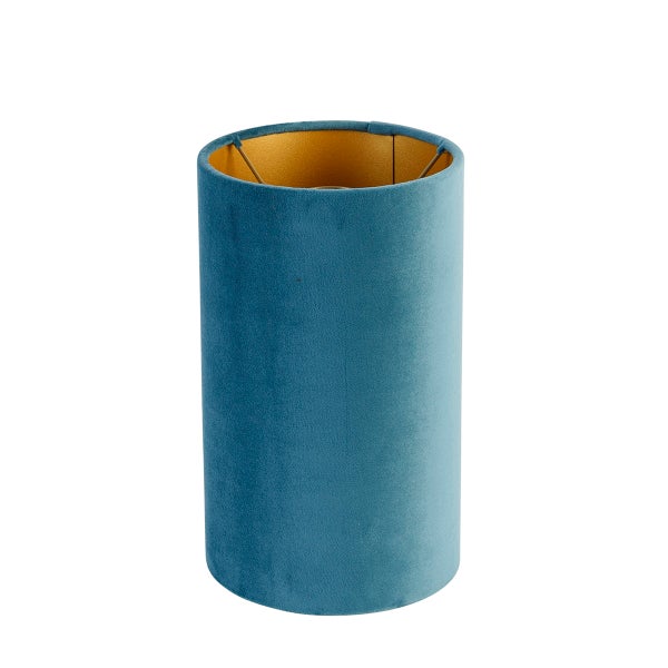 Lampenschirm aus Velours blau mit goldener Innenseite 15/15/25