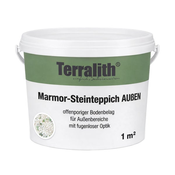 Terralith Marmor-Steinteppich für den Außenbereich, offenporiger Bodenbelag, 1 Quadratmeter.