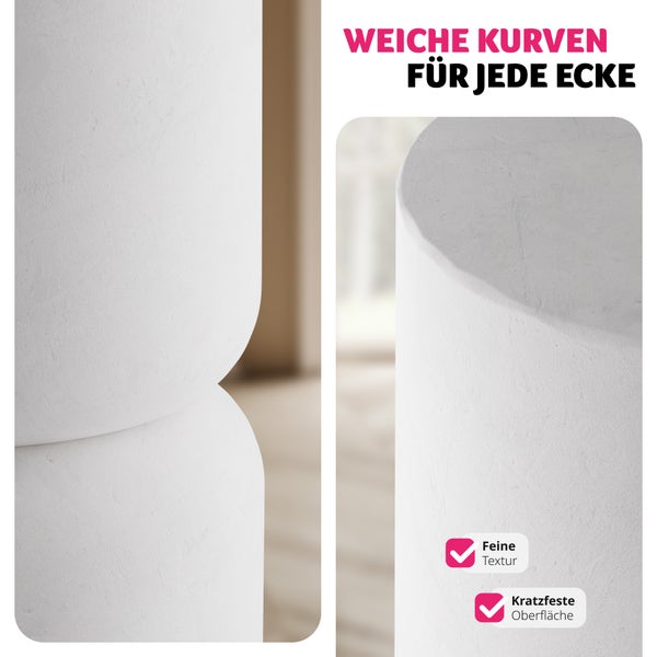 2er Set Beistelltisch  tectake Amine 28 x 54,5 cm  Chubby-Design weiß