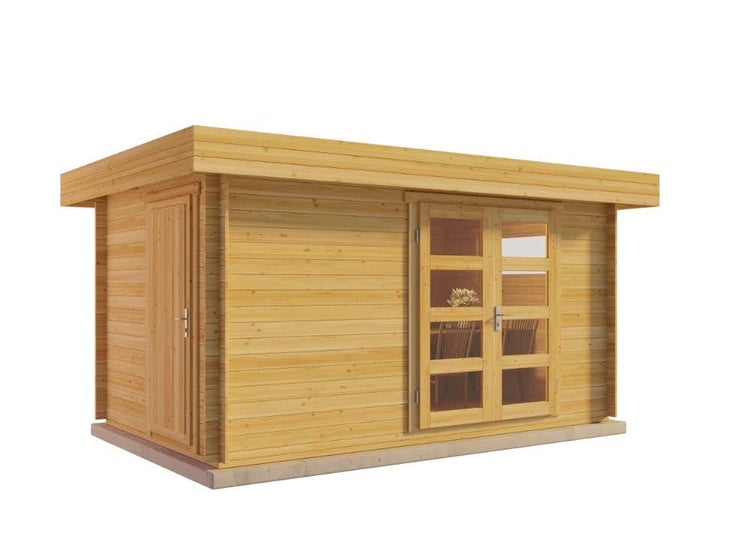 Alpholz 2-Raum Gartenhaus Kampen aus Holz in braun Gartenhütte Wandstärke: 28 mm Geräteschuppen