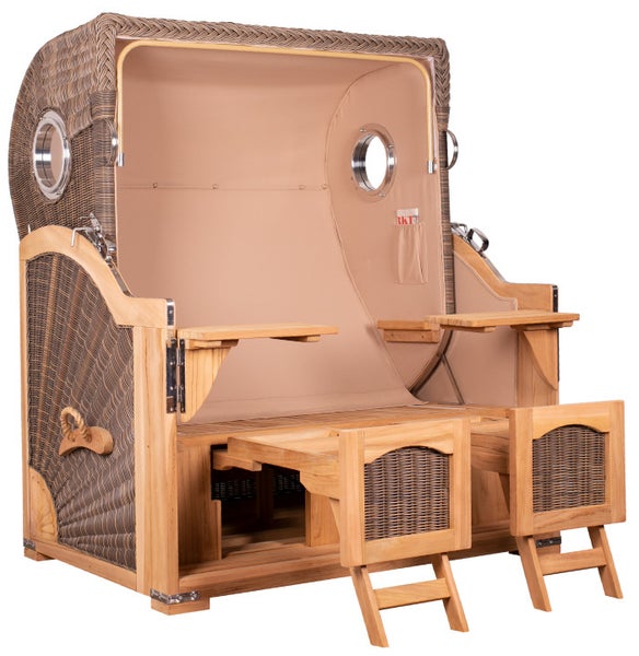 Strandkorb Rantum Grande Teak PE grey Dessin 588
