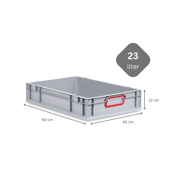 PROREGAL Spar Set 5x Eurobox Nextgen Color Mit Auflagedeckel & Schiebeschnappverschlüsse HxBxT 12 x 40 x 60 cm Griffe Rot Geschlossen Glatter Boden