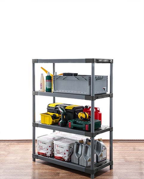 PROREGAL Kunststoffregal Grey Bear Low HxBxT 138 x 90 x 46 cm Fachlast 120 kg Grau