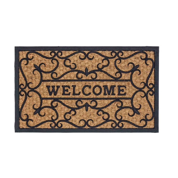 Fußmatte mit Willkommensgruß und dekorativem Rand