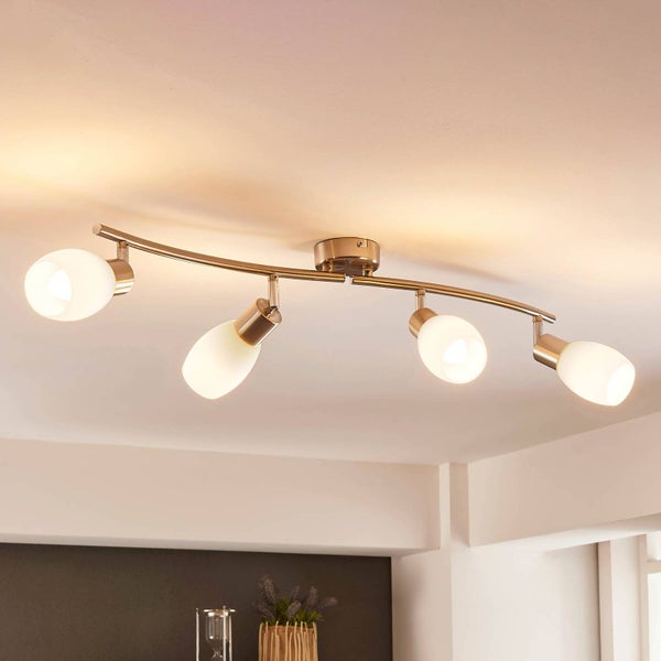 Lindby Strahler Arda (Modern) in Alu aus Glas (4 flammig, E14) - Deckenlampe Deckenleuchte Lampe Spot Wohnzimmerleuchte