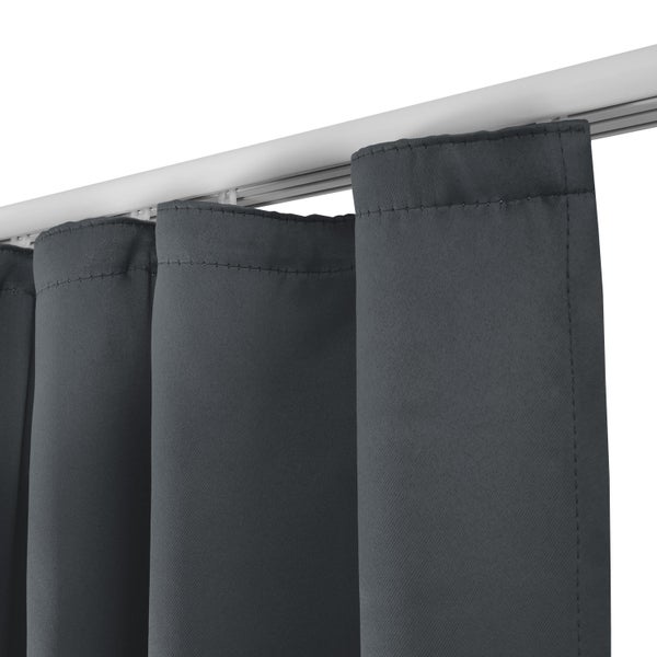 Beautissu Amelie BK Vorhang mit Kräuselband 140x245cm Anthrazit (2tlg)