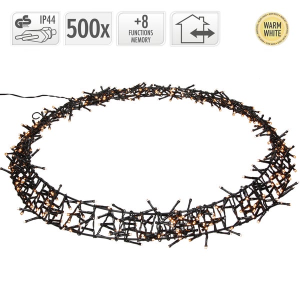 ECD Germany Lichterkranz 500 LEDs, Ø 58cm, Warmweiß, IP44, Türkranz, Fensterkranz, Weihnachtsdeko, Kranz, Weihnacht Ring, Fensterlicht, Weihnachten, Weihnachtsdekoration, Weihnachtsbeleuchtung