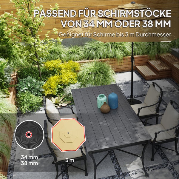 Outsunny Sonnenschirmständer bis 28 kg befüllbar Schirmständer, Rund Schirmhalter, Schirmgewicht, Ständer für Sonnenschirm Ø34/38 mm, für Balkon, Terasse, Garten, Schwarz