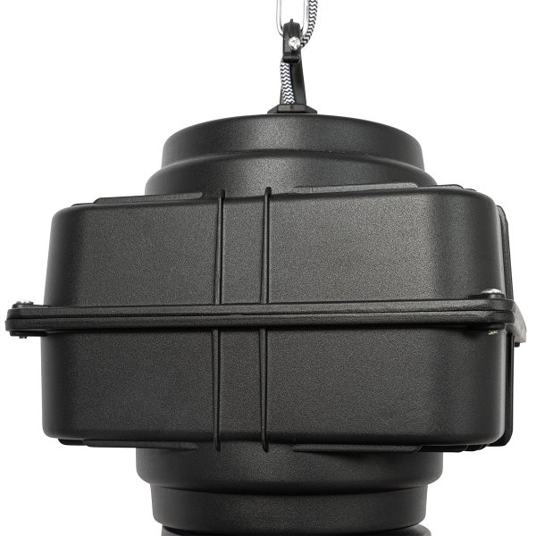 Schwarze Kunststoffleuchte mit Aufhängung