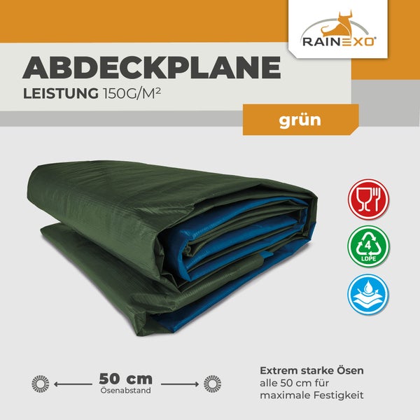 Abdeckplane in Grün/Blau 150g/m² 2x3m Power