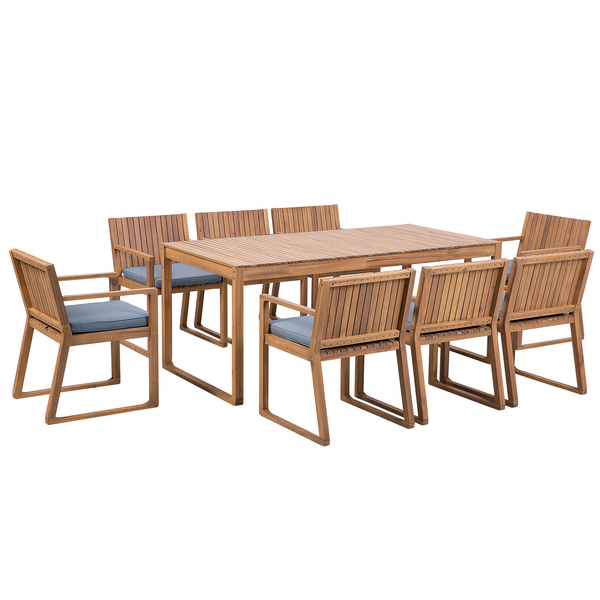 Gartenmöbel Set 8-Sitzer SASSARI inkl. Kissen Akazienholz Blau