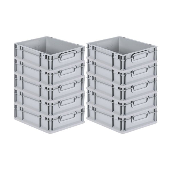 PROREGAL Spar Set 10x Eurobox Nextgen Economy Mit Scharnierdeckel & Blauen Schiebeschnappverschlüsse Griffe Geschlossen HxBxT 12 x 30 x 40 cm 11 Liter
