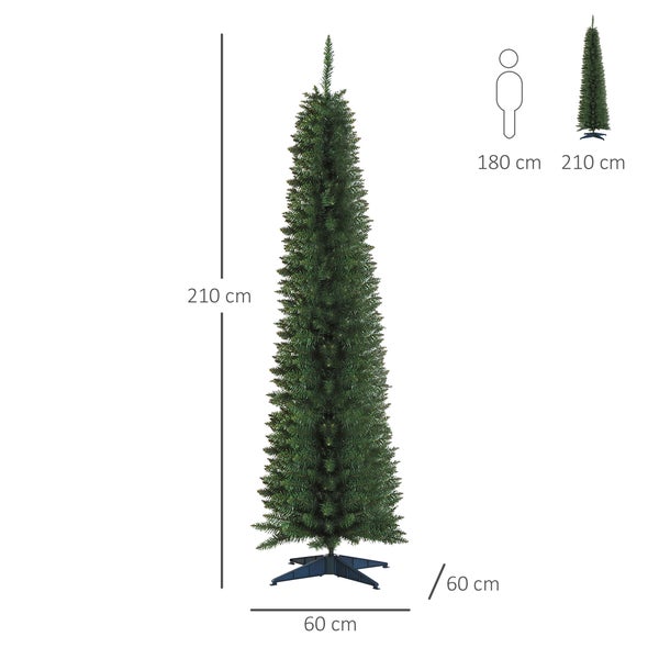 HOMCOM Weihnachtsbaum, Ø60 x 210 cm, PVC, Grün