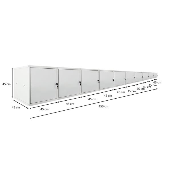 PROREGAL Mega Deal 10x Schließfachwürfel Cubic XL HxBxT 45 x 45 x 45 cm Grau