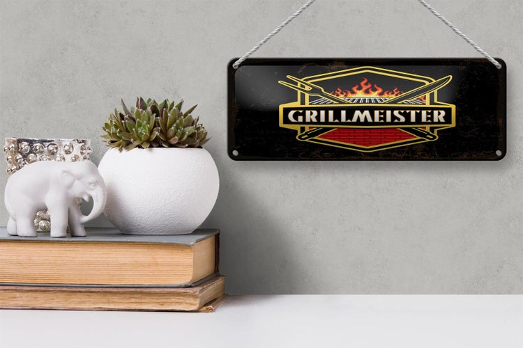 Blechschild Spruch 27x10 cm Grillmeister Dekoration