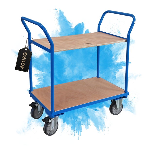 Transportwagen mit zwei Holzablagen und einer Traglast von 400 Kilogramm