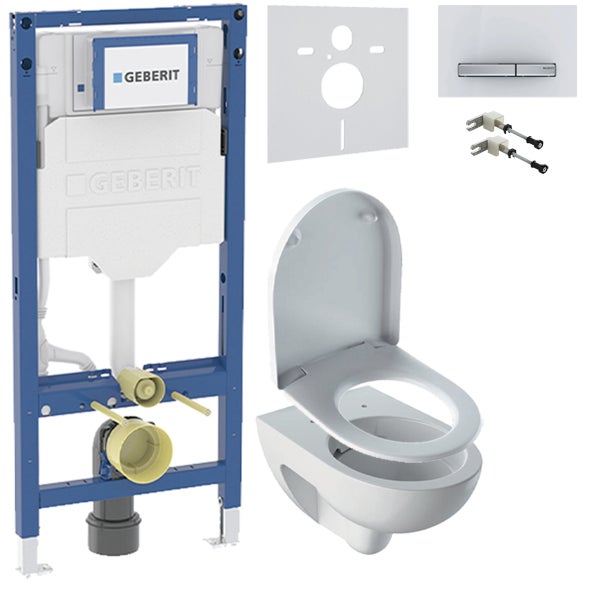 Geberit Duofix Vorwandelement mit Betätigungsplatte, Befestigungsmaterial und Wand-WC