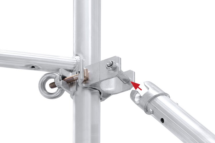 Detailansicht einer Gerüstverbindung mit Bolzen