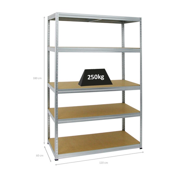 PROREGAL Schwerlastregal Big Elephant M HxBxT 180 x 120 x 60 cm Fachlast 250 kg Verzinkt