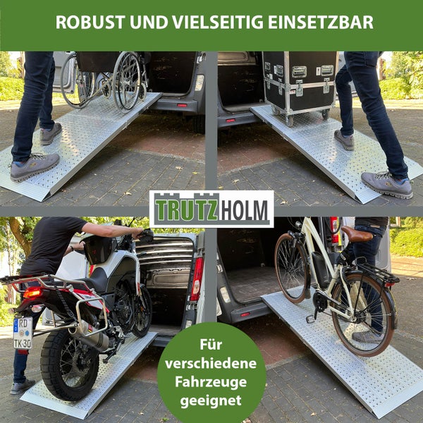 Aluminiumrampe für Rollstuhl, Transportkiste, Motorrad und Fahrrad