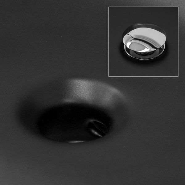 ML-Design Waschbecken aus Keramik Schwarz Ø 420x170 mm Runde Aufsatzwaschbecken, Moderne Waschtisch, Waschschale mit Überlauf und Abflussloch, Waschplatz Handwaschbecken, für Badezimmer/Gäste-WC