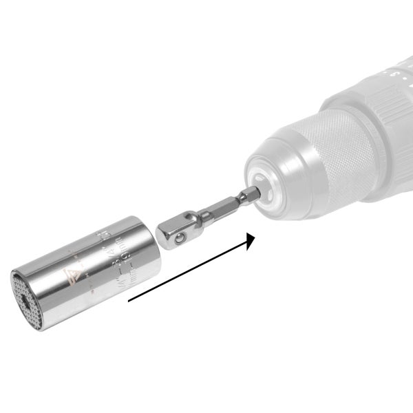 STAHLWERK Universal-Steckschlüssel 7-19 mm Multifunktionsnuss für 3/8 Ratschen