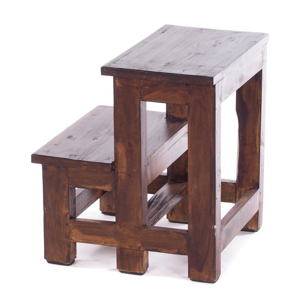 Trittleiter STEP Recyclingholz zweistufig  03 dunkelbraun