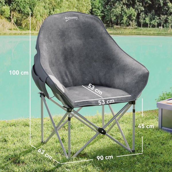 Outsunny Faltstuhl faltbar Campingstuhl mit Seitentasche Tragetasche gepolstert Outdoor Klappstuhl bis 120kg belastbar robust leicht Angelstuhl Gartenstuhl für Garten Camping Strand