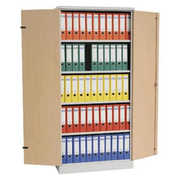 PROREGAL Aktenschrank Beetle 4 Fachböden HxBxT 195 x 92 x 42 cm Grau & Buche