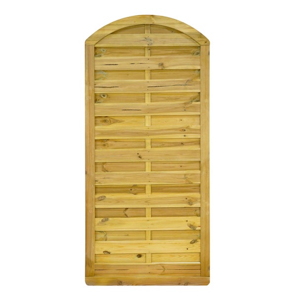 Holzzaun-Element mit horizontalen Brettern und abgerundeter Oberseite