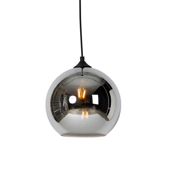 Hängelampe mit runder, verspiegelter Glasschale