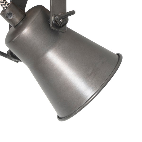 Detailansicht einer grauen Deckenleuchte aus Metall