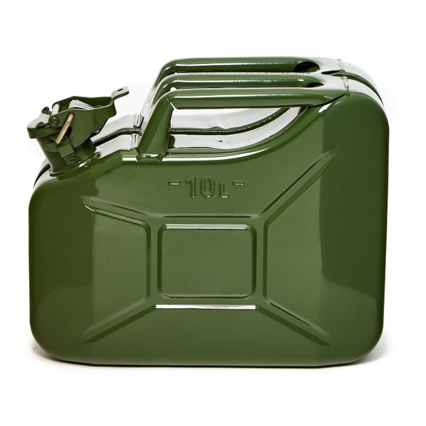 BW® Kraftstoffkanister Metall Benzinkanister 10 Liter - Olivgrün - RAL 6003 - TÜV-geprüft und UN-Zulassung - Made in Europe