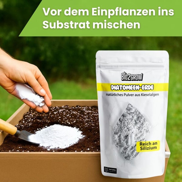 Bio2Grow Diatomeenerde zur Substratmischung vor dem Einpflanzen