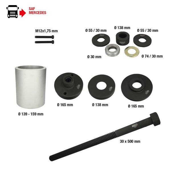 Werkzeugsatz zur Reparatur von Achslagern für SAF Mercedes