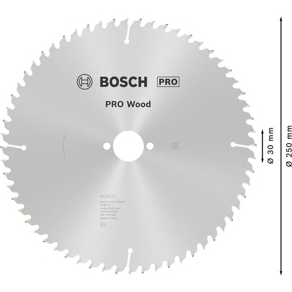 Bosch Pro Wood Kreissägeblatt, 250 Millimeter Durchmesser