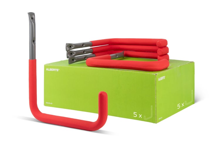 Set aus fünf Alberts Gerätehaltern zur Wandmontage für Werkstatt und Garten inklusive Verpackung