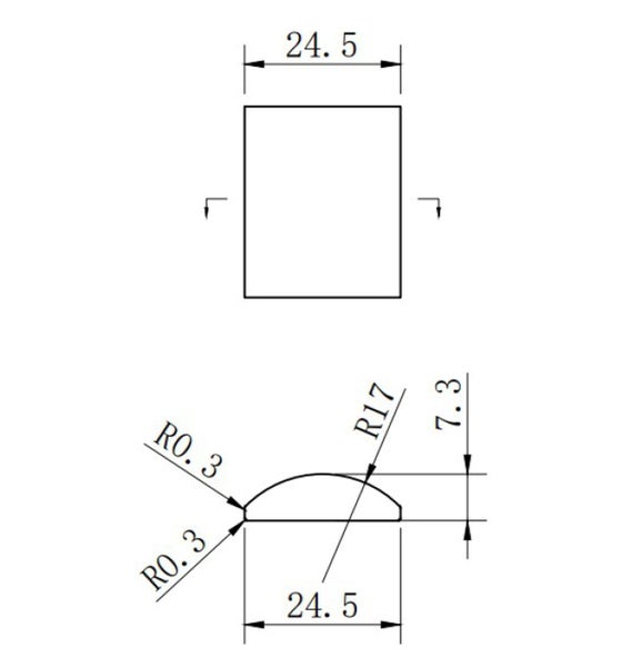 Technische Zeichnung mit Maßangaben