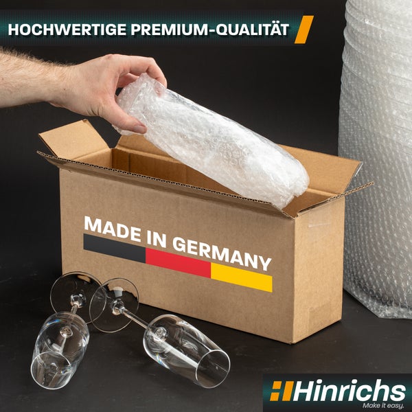 Hinrichs Luftpolsterfolie Rolle 50m x 50 cm - Ideal für Versand, Verpackung und Umzug - 100% recyclingfähig