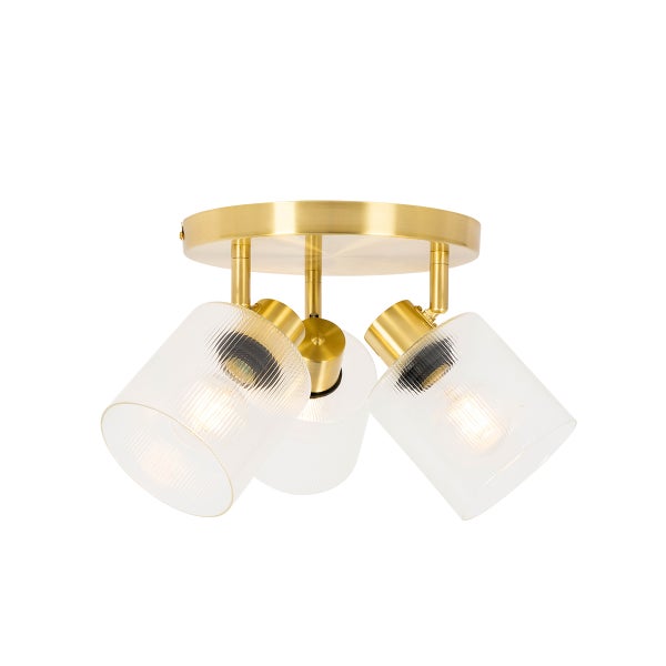 Deckenleuchte mit drei Strahlern aus Glas und Metall
