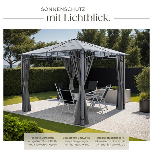 Gartenpavillon tectake Caracas inklusive 8 Heringen mit Aluminiumgestell, pulverbeschichtet grau
