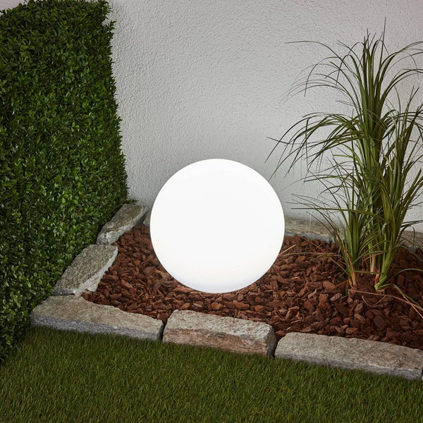 Lindby LED Solarkugel aussen 30cm, mit Erdspieß Solarlampe Leuchtmittel Solarleuchte Garten Gartenleuchte solar IP44 Tageslicht (6.500K)