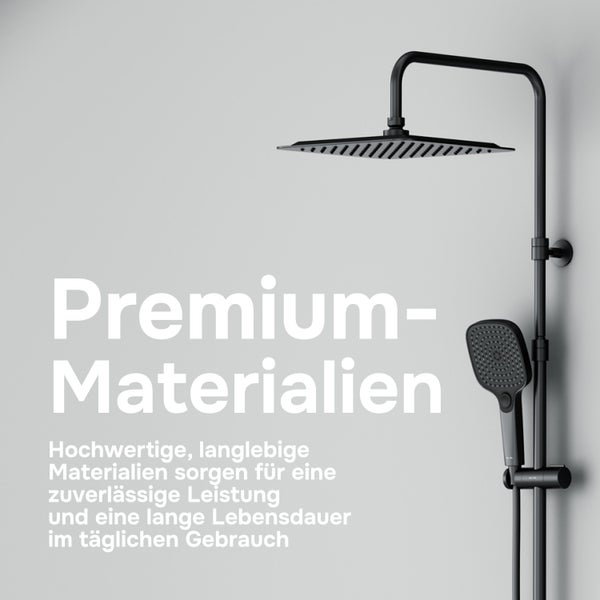 Duschsystem mit quadratischer Kopfbrause und Handbrause zur Wandmontage
