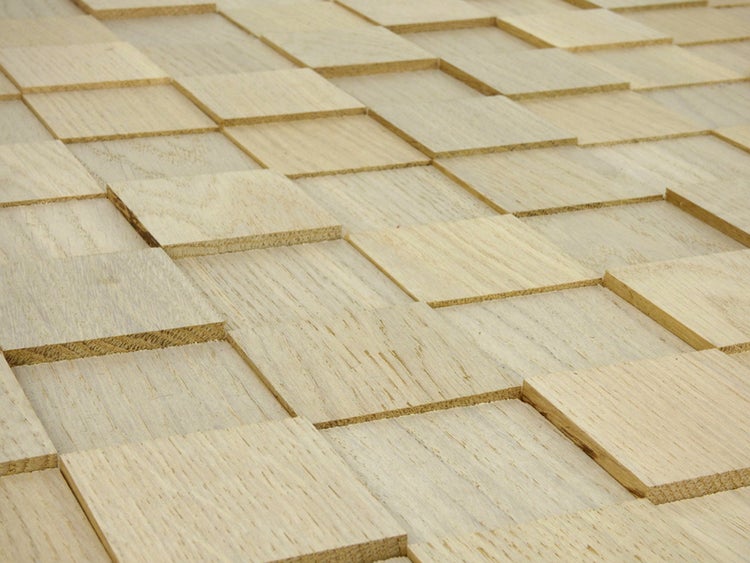 Nahaufnahme von 3D-Wandpaneelen aus Holz
